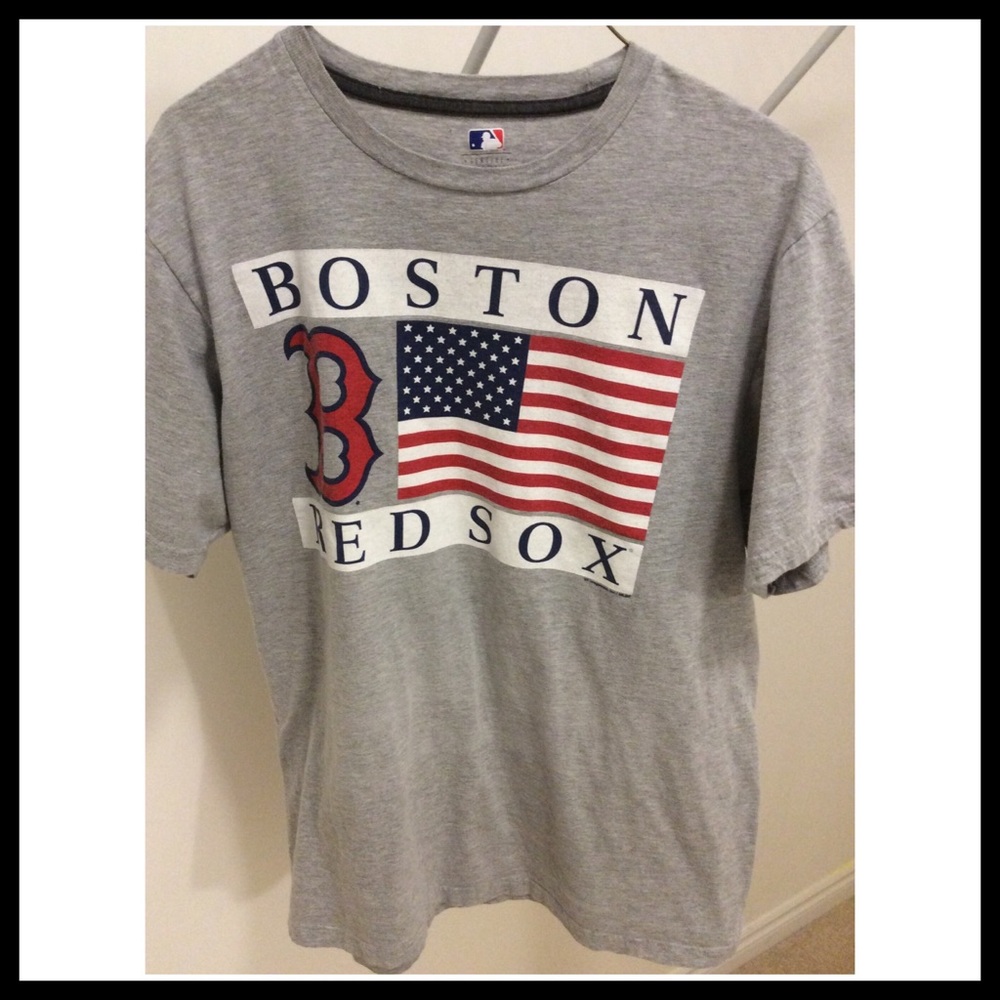 Mens Boston Red Sox American Flag Shirt MLB - Size MEDIUM - Baseball Tee Top